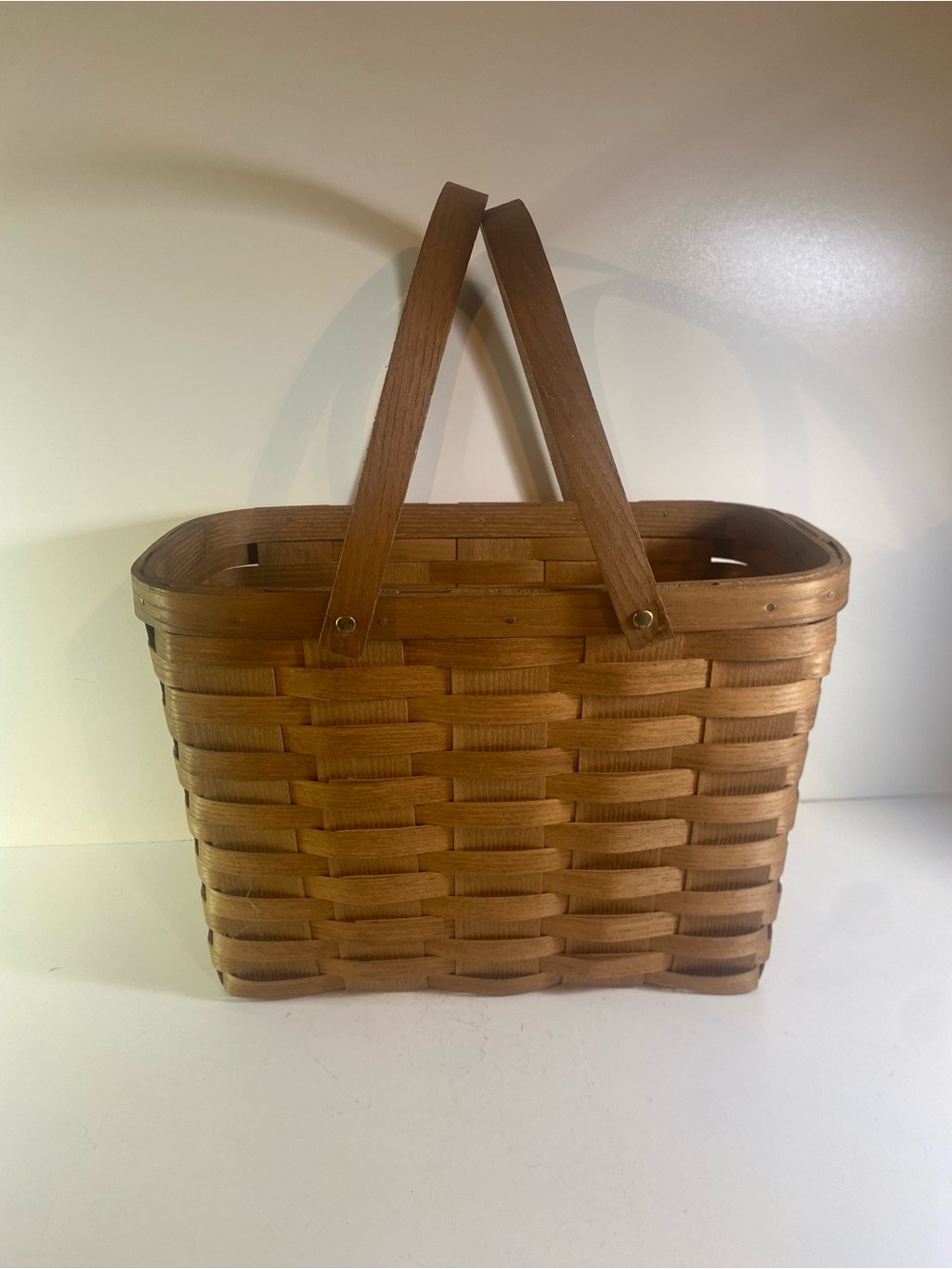 Basketville Putney Vermont Garden Picnic Split Wood 2 Handle Basket